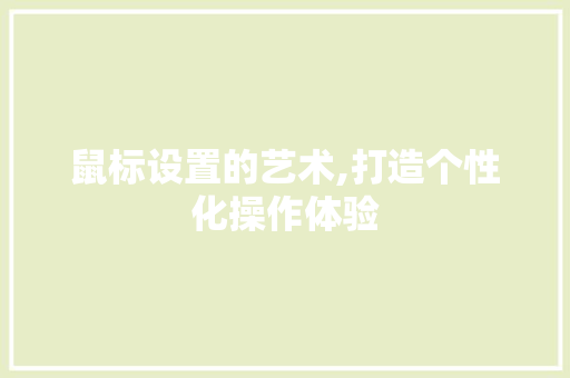 鼠标设置的艺术,打造个性化操作体验