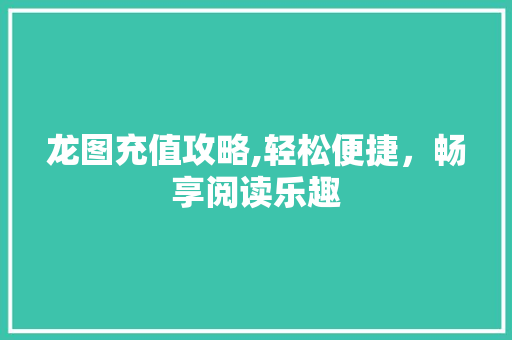 龙图充值攻略,轻松便捷，畅享阅读乐趣 编程语言