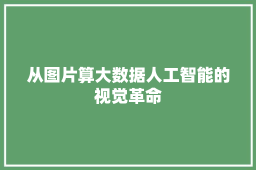 从图片算大数据人工智能的视觉革命