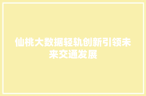 仙桃大数据轻轨创新引领未来交通发展 编程语言 仙桃大数据轻轨创新引领未来交通发展 编程语言