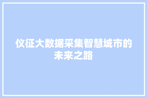 仪征大数据采集智慧城市的未来之路