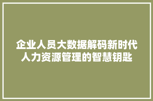 企业人员大数据解码新时代人力资源管理的智慧钥匙 电脑故障维修