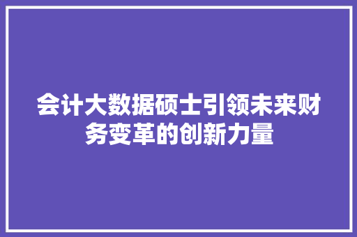 会计大数据硕士引领未来财务变革的创新力量