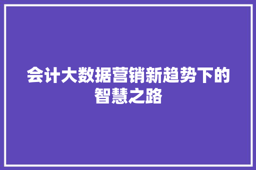 会计大数据营销新趋势下的智慧之路