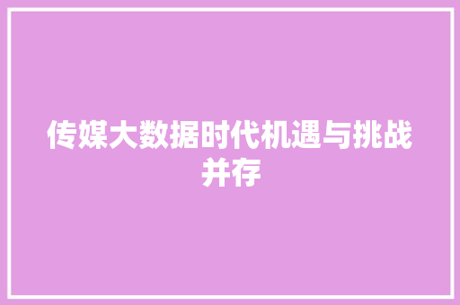 传媒大数据时代机遇与挑战并存 电脑基础 传媒大数据时代机遇与挑战并存 电脑基础