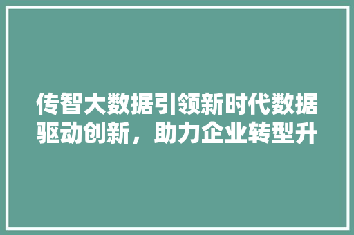传智大数据引领新时代数据驱动创新,助力企业转型升级 编程语言 传智大数据引领新时代数据驱动创新,助力企业转型升级 编程语言