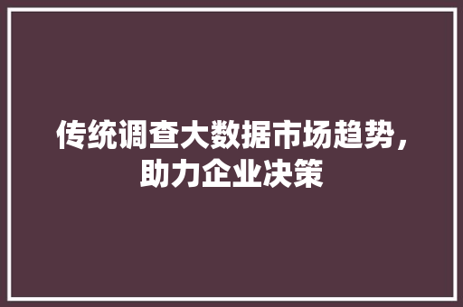 传统调查大数据市场趋势，助力企业决策 网络技术