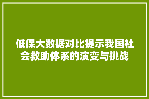 低保大数据对比提示我国社会救助体系的演变与挑战