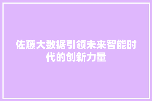 佐藤大数据引领未来智能时代的创新力量