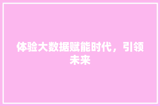体验大数据赋能时代,引领未来 电脑基础 体验大数据赋能时代,引领未来 电脑基础