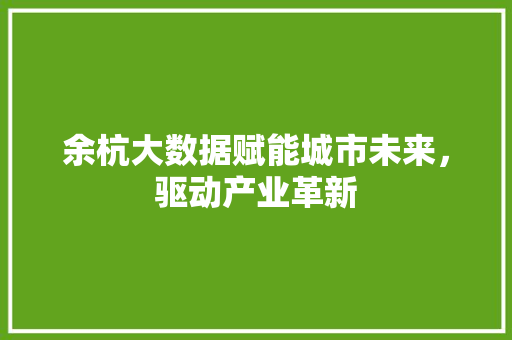 余杭大数据赋能城市未来，驱动产业革新