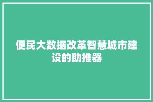 便民大数据改革智慧城市建设的助推器