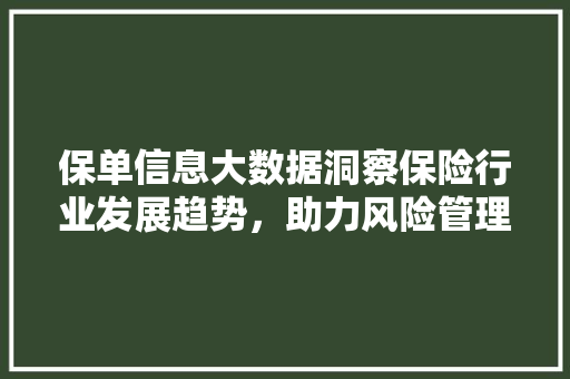 保单信息大数据洞察保险行业发展趋势，助力风险管理 编程语言