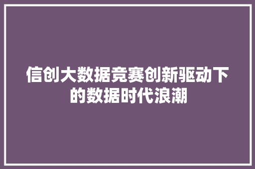 信创大数据竞赛创新驱动下的数据时代浪潮