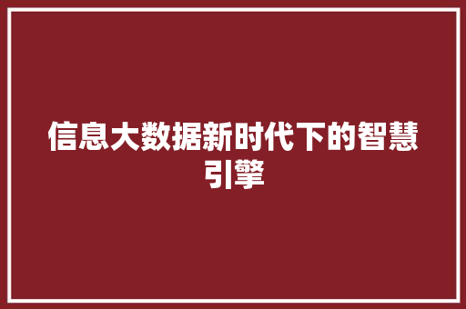 信息大数据新时代下的智慧引擎