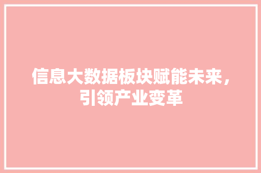 信息大数据板块赋能未来，引领产业变革