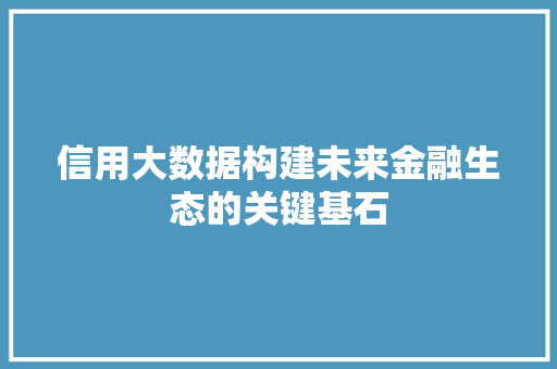 信用大数据构建未来金融生态的关键基石