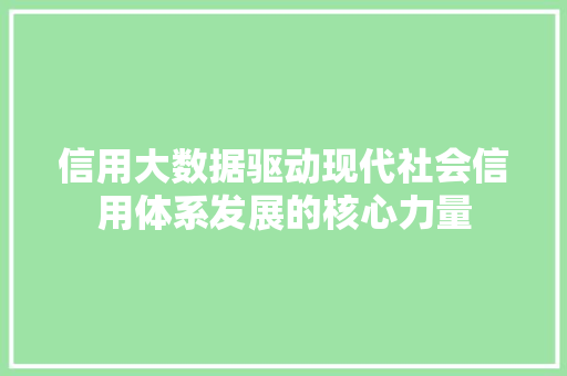 信用大数据驱动现代社会信用体系发展的核心力量