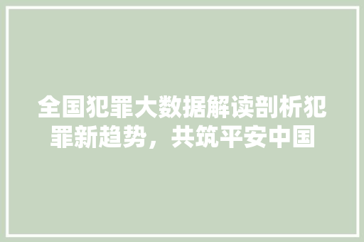 全国犯罪大数据解读剖析犯罪新趋势，共筑平安中国 电脑故障维修