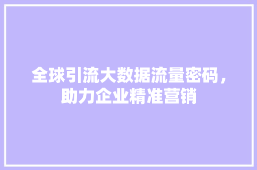 全球引流大数据流量密码，助力企业精准营销
