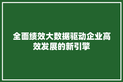 全面绩效大数据驱动企业高效发展的新引擎