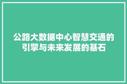 公路大数据中心智慧交通的引擎与未来发展的基石 编程语言 公路大数据中心智慧交通的引擎与未来发展的基石 编程语言