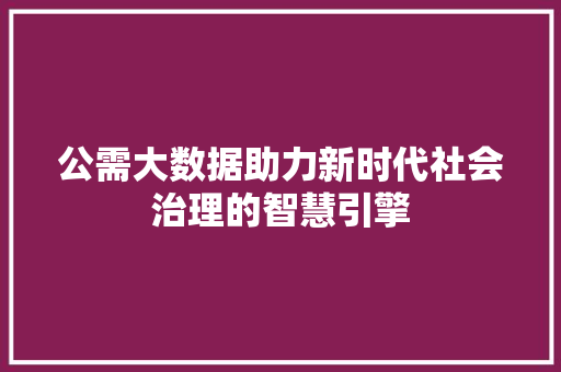 公需大数据助力新时代社会治理的智慧引擎 编程语言