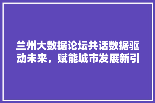 兰州大数据论坛共话数据驱动未来，赋能城市发展新引擎