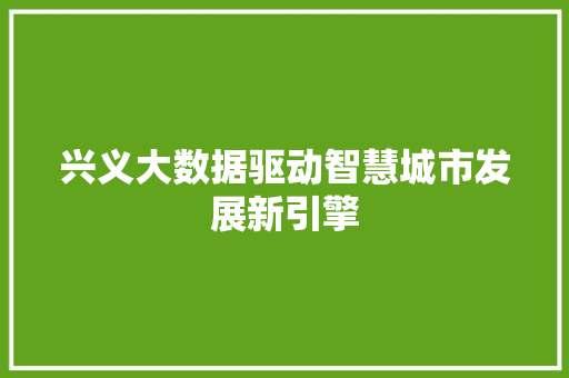 兴义大数据驱动智慧城市发展新引擎