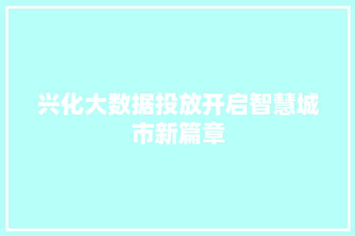兴化大数据投放开启智慧城市新篇章