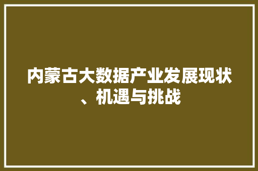 内蒙古大数据产业发展现状、机遇与挑战