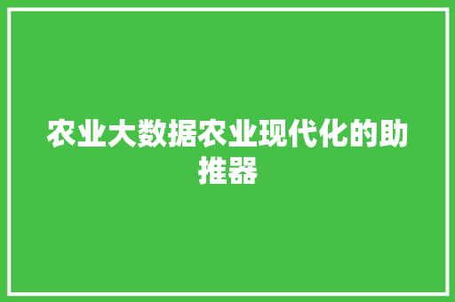 农业大数据农业现代化的助推器