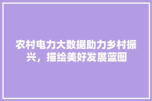农村电力大数据助力乡村振兴，描绘美好发展蓝图 编程语言