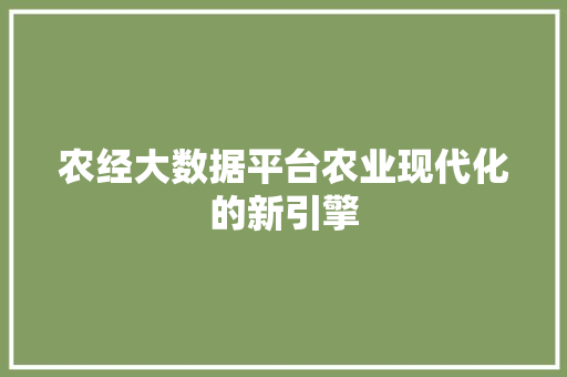 农经大数据平台农业现代化的新引擎 编程语言 农经大数据平台农业现代化的新引擎 编程语言
