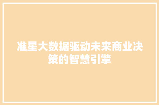准星大数据驱动未来商业决策的智慧引擎
