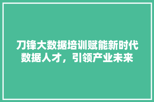 刀锋大数据培训赋能新时代数据人才，引领产业未来