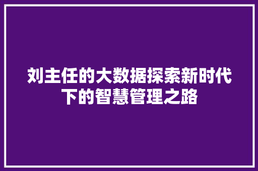 刘主任的大数据探索新时代下的智慧管理之路