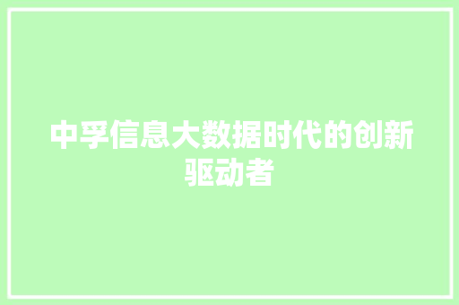 中孚信息大数据时代的创新驱动者