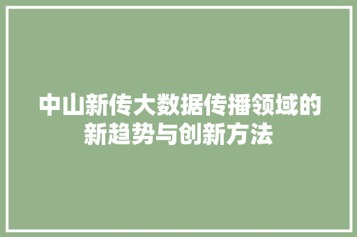 中山新传大数据传播领域的新趋势与创新方法 电脑基础