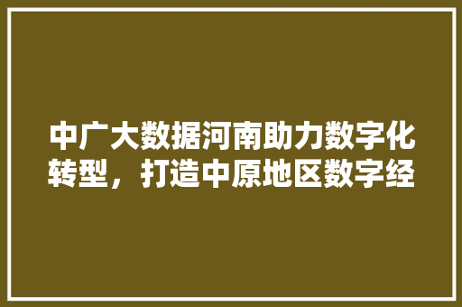中广大数据河南助力数字化转型，打造中原地区数字经济新高地 电脑基础