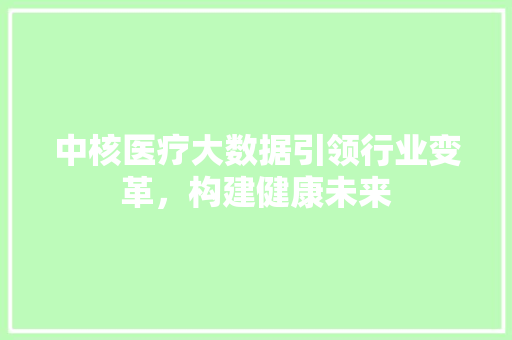中核医疗大数据引领行业变革，构建健康未来