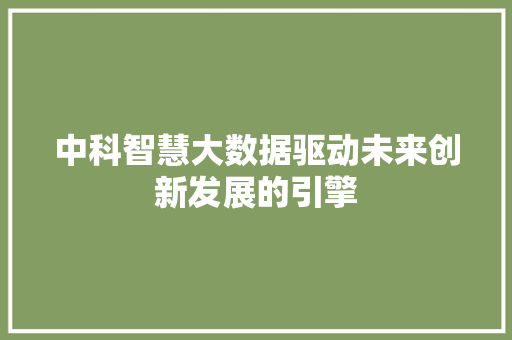 中科智慧大数据驱动未来创新发展的引擎 操作系统