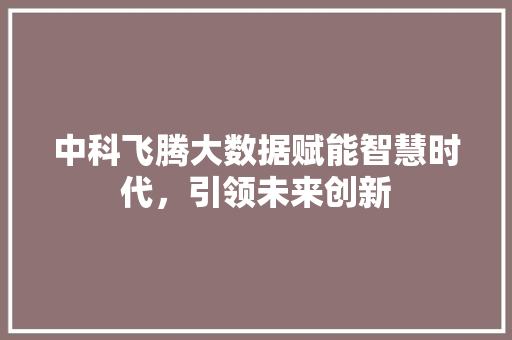 中科飞腾大数据赋能智慧时代，引领未来创新 电脑故障维修