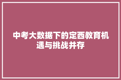 中考大数据下的定西教育机遇与挑战并存