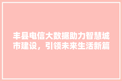 丰县电信大数据助力智慧城市建设，引领未来生活新篇章 电脑基础