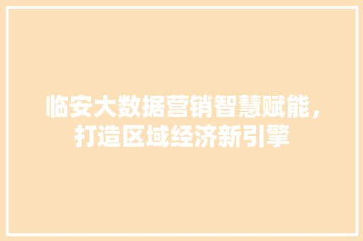 临安大数据营销智慧赋能，打造区域经济新引擎 电脑基础