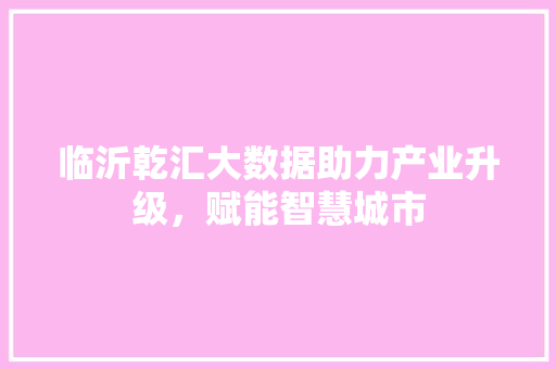 临沂乾汇大数据助力产业升级，赋能智慧城市
