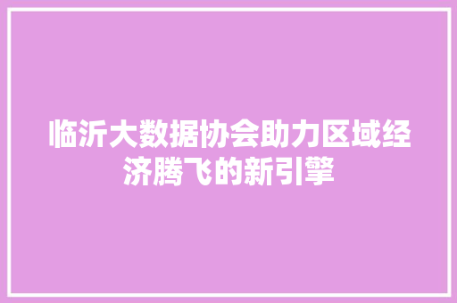 临沂大数据协会助力区域经济腾飞的新引擎