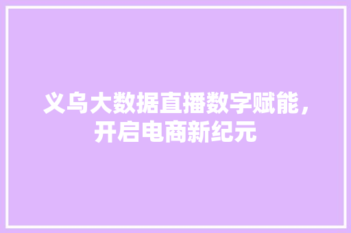 义乌大数据直播数字赋能，开启电商新纪元