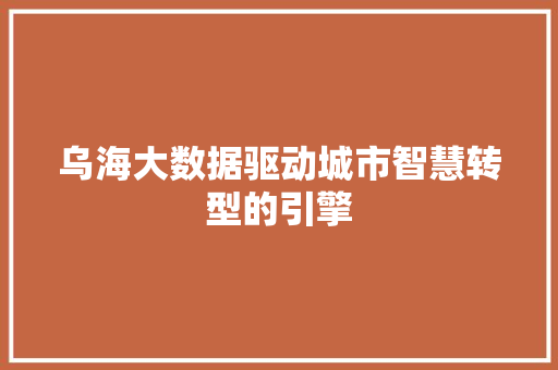 乌海大数据驱动城市智慧转型的引擎